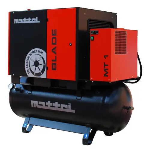 5Hp Mattei Rotary Vane Air Compressor W/ Air Dryer 80/120Gal (Blade 4 Tm-Se) 1