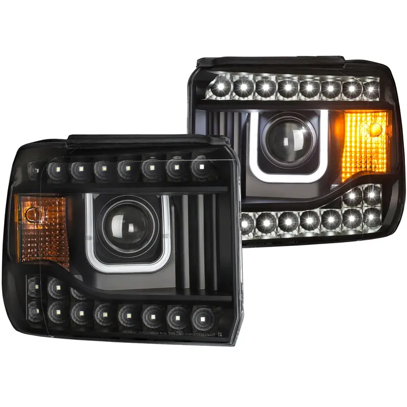 Anzo Usa Projector Headlights – Clear Lens With Black Housing And U-Bar Design (Pair) 1