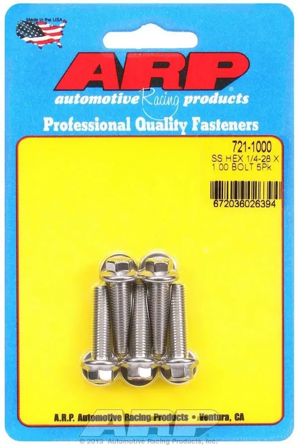 Arp 721-1000 S/S Bolt Kit - 6Pt. (5) 1/4-28 X 1.000 1
