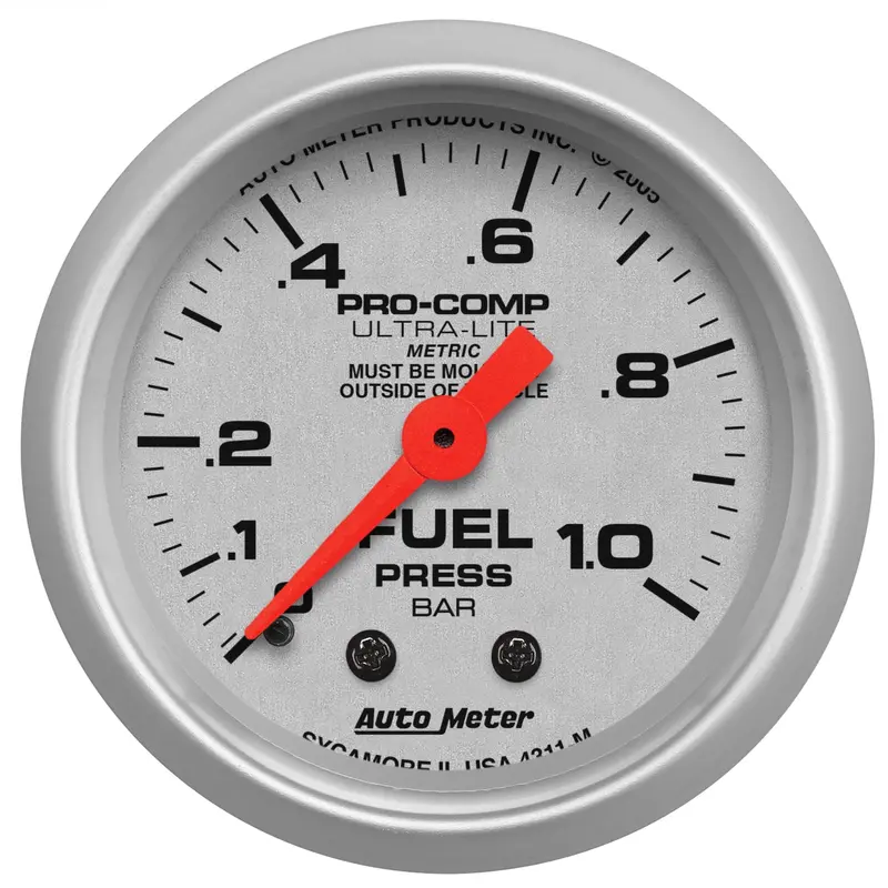 Autometer Ultra-Lite Mechanical Fuel Pressure Gauge – 2-1/16", 1.0 Bar Range 1