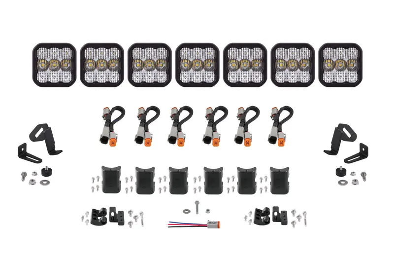 Diode Dynamics Ss5 Pro Universal Crosslink Light Bar – 7-Pod White Combo Configuration 1