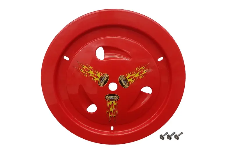 Dominator Race Products Bolt-On Wheel Cover – Red Finish, Realistic Style Design 1