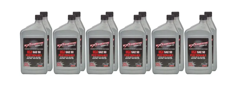 Extreme Racing Hpsae-50C Sae 50 Synthetic Blend Motor Oil – 12-Pack, 1 Quart Each 1