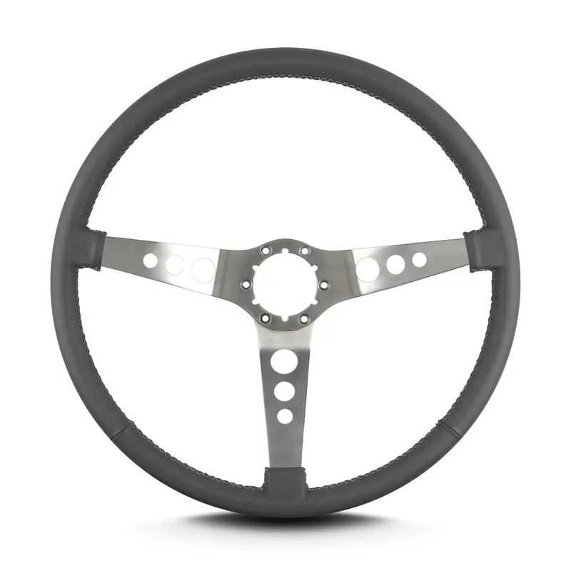 Lokar 67806 Lecarra Hot Rod Steering Wheel – 15-Inch Diameter, Dark Grey, Brushed Aluminum Spokes, Thin Grip 1