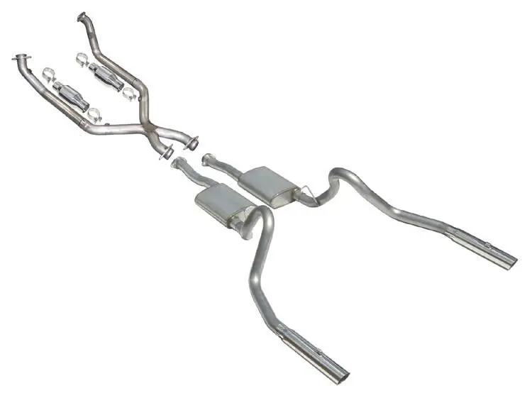 Pypes Performance Sfm56B Cat-Back Exhaust — Dual Exit, 2.5-Inch Intermediate/Tailpipe, Black Tips — For 1998–2004 Mustang V6 1