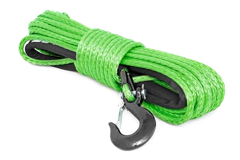 Rough Country Rs113 Synthetic Winch Rope – 85 Ft, 16,000 Lb Capacity, 3/8" Diameter With Clevis Hook & Sleeve 1