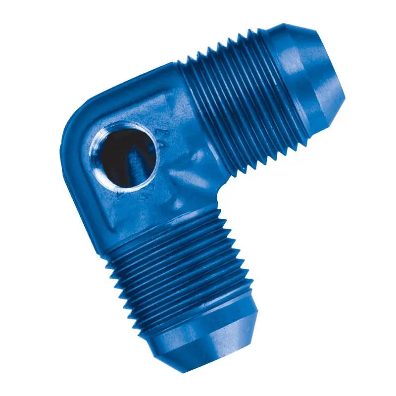 Russell Blue Anodized -8An To 1/8" Npt Fuel Pressure Adapter – 90° Flare 1