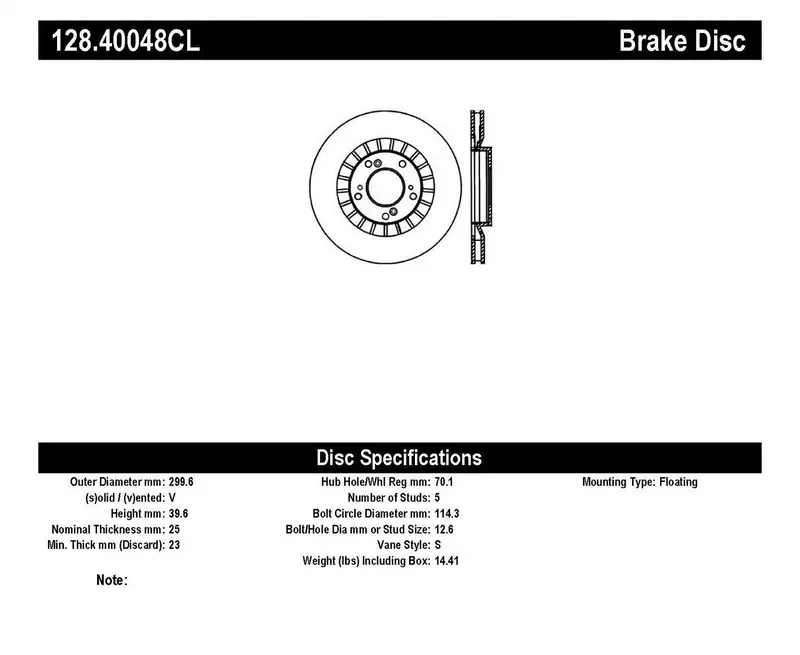 Stoptech 128.40048Cl Cryo-Treated Cross-Drilled Front Left Brake Rotor — Sport Series 1