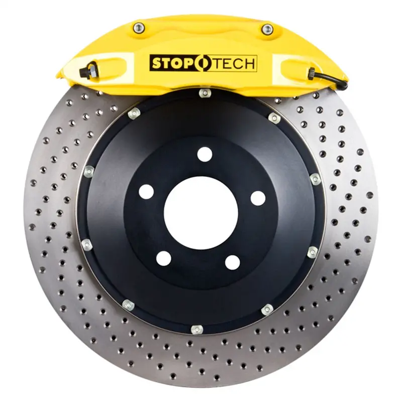 Stoptech 83.055.4300.82 Rear Big Brake Kit – Black Calipers, Two-Piece Slotted Rotors 1