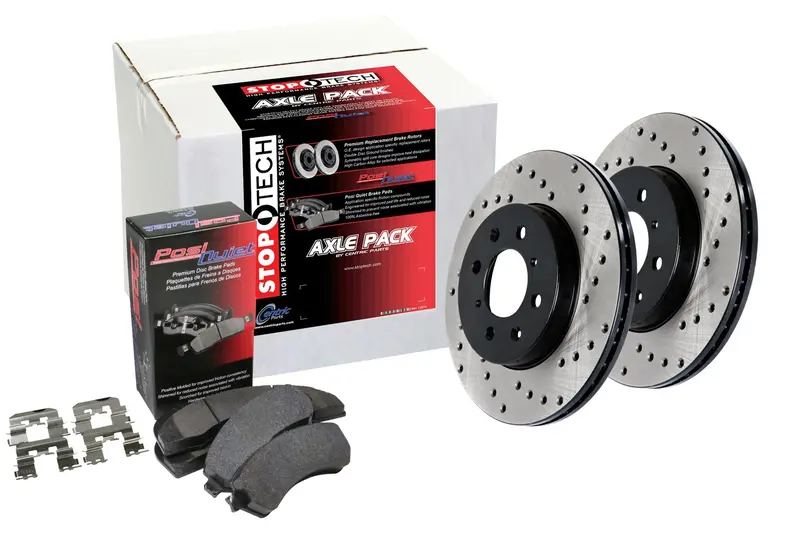 Stoptech 936.67024 Street Axle Pack: Drilled Front And Rear Brake Kit 1