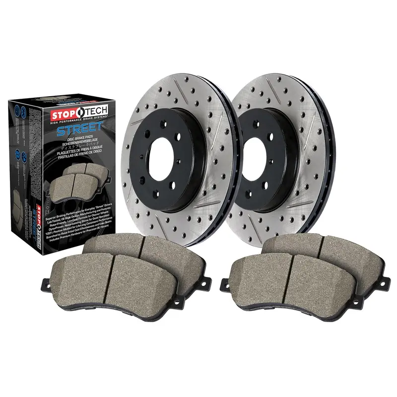 Stoptech 938.61063 Front Street Axle Brake Kit – Drilled & Slotted Rotors 1