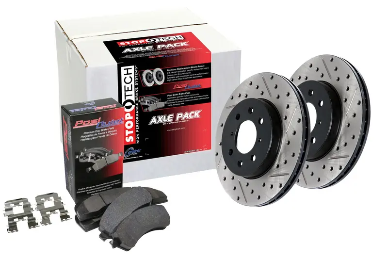 Stoptech 938.61503 Street Axle Pack – Rear Drilled & Slotted Brake Kit 1