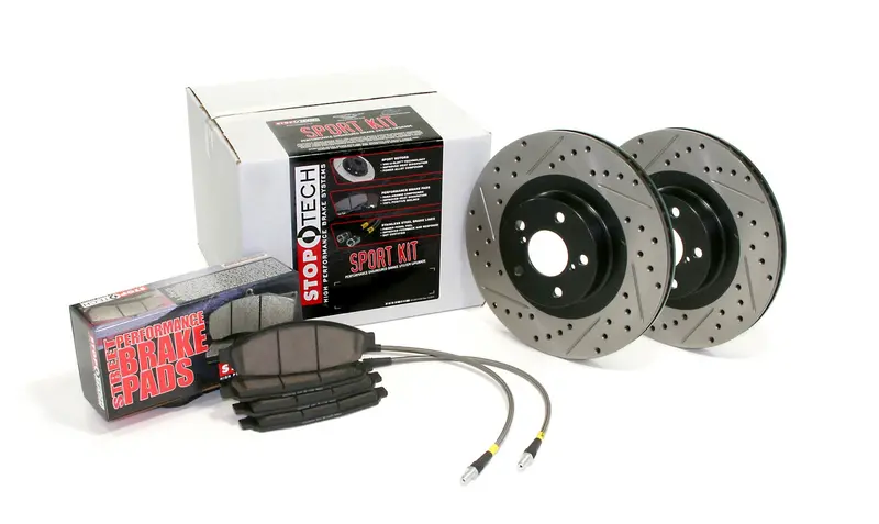 Stoptech Sport Axle Pack – Four-Wheel Slotted & Drilled Brake Kit With Lines (978.44014) 1