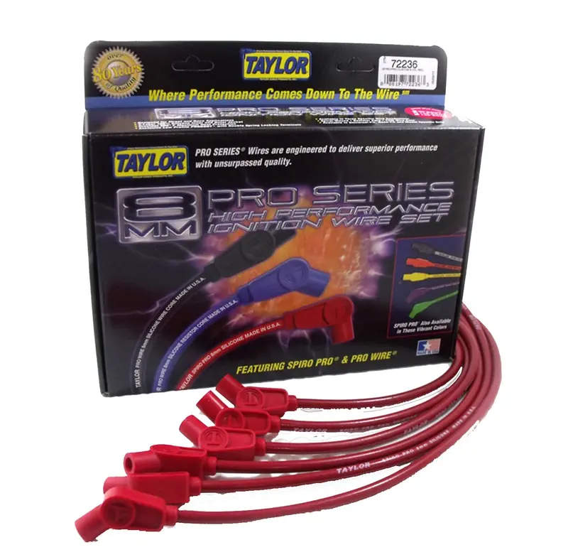 Taylor Cable 77241 Spiro-Pro 8Mm Red Ignition Wire Set With 180° Plug Boots 1