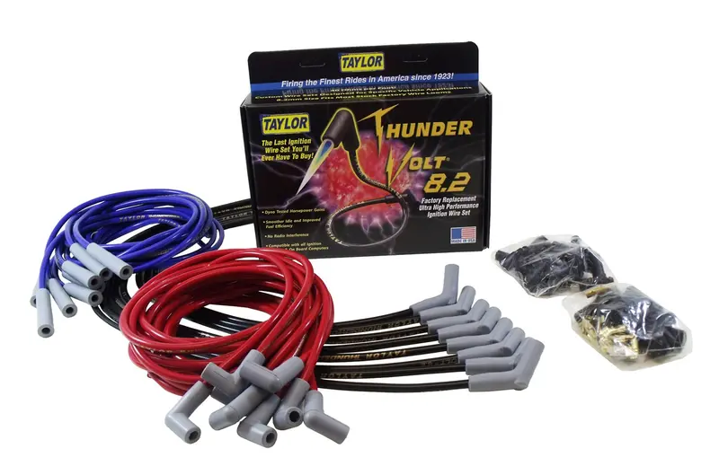 Taylor Cable 84099 Thundervolt 8.2Mm Ignition Wire Set; Spiro-Wound; Custom Fit; 135 Deg.; Black; 1