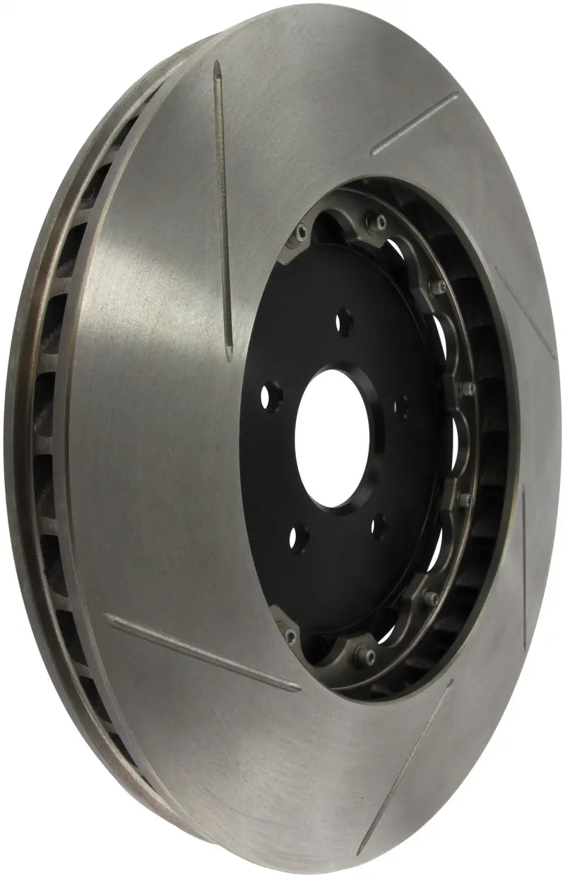 Stoptech Aerorotor – Two-Piece Drilled Front Left Brake Rotor, Black Hat Design, No Coating 2